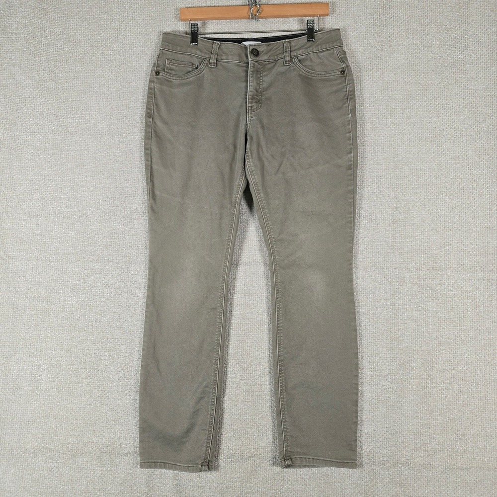 Liz‎ Claiborne Womens Olive Green Slim Leg Stretch Pants Size 12 Mid Rise